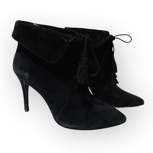 Joie Ciera Suede Pointed Toe High-Heel Fold Over Booties Size 39.5 Black